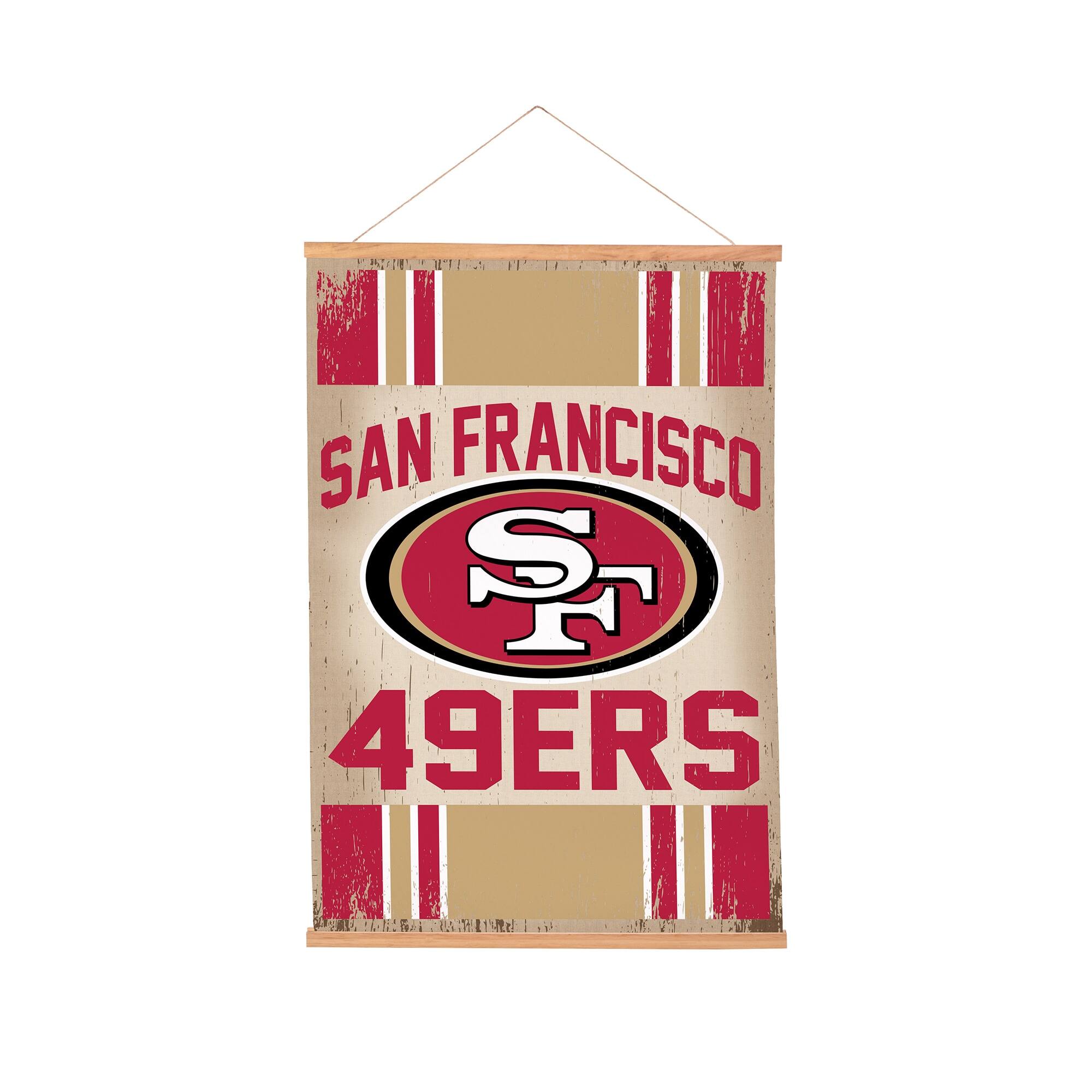San Francisco 49ers 24" x 36" Antique Style Canvas Wall Art Tapestry with Wood Frame