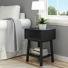 Plank+Beam - Mid-Century Modern Cubby Nightstand - Black