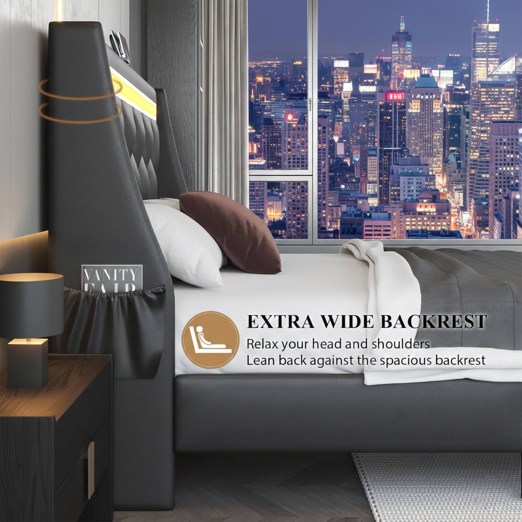VANITY FAIR

EXTRA WIDE BACKREST

Relax your head and shoulders. Lean back against the spacious backrest.