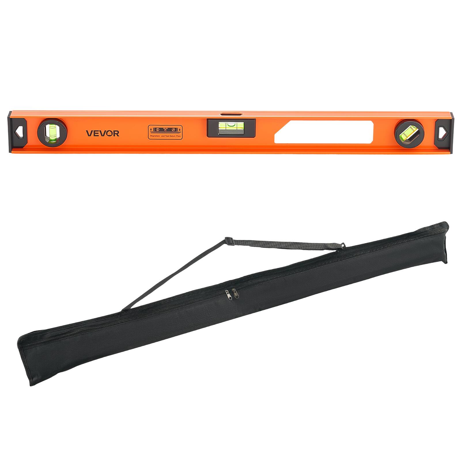 Alt View 5. VEVOR - Magnetic Level Set, 4-Piece Included 16/24/36/48 in, Aluminum Alloy I-Beam Bubble Leveler with Clear 3 Green Vials - Black + Orange.