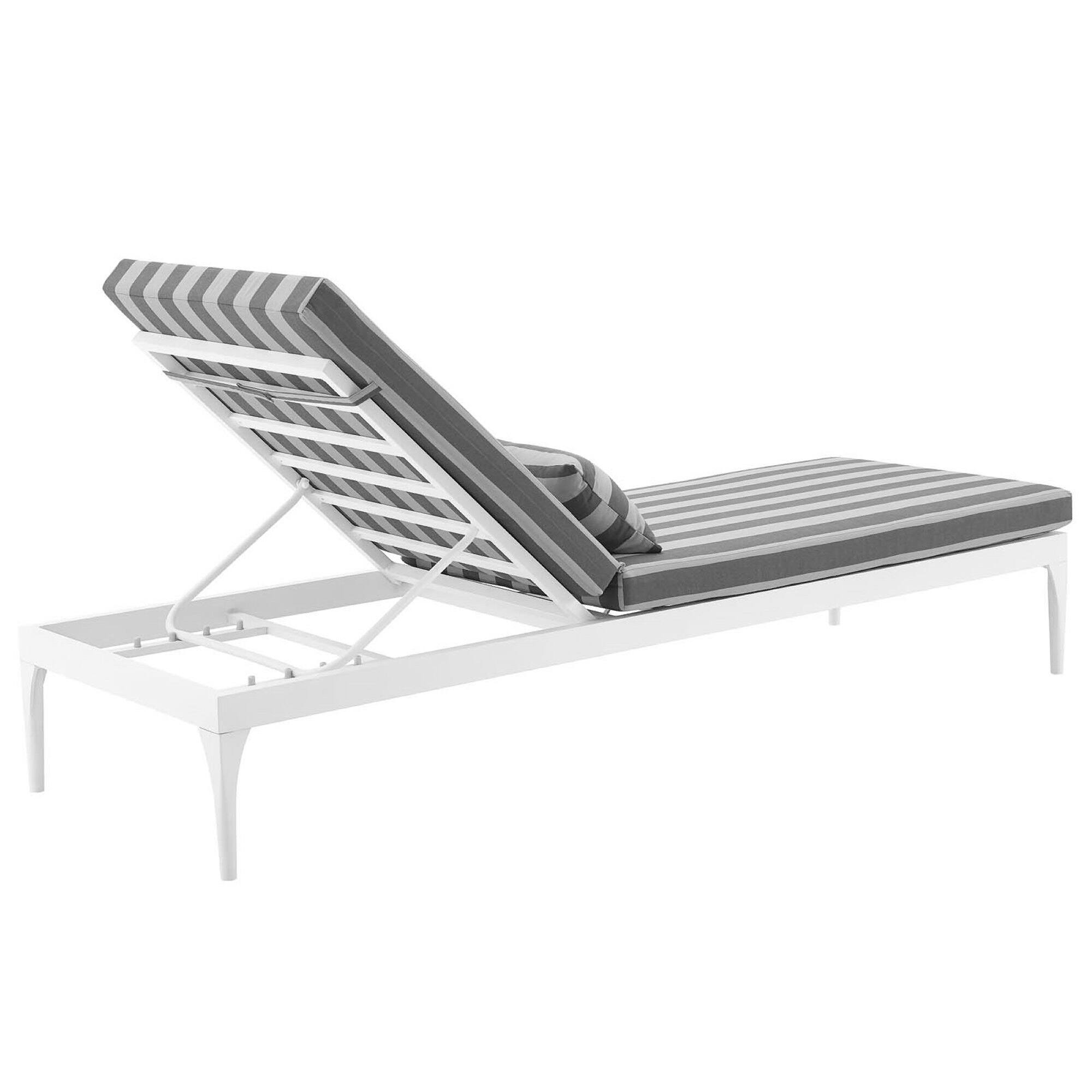 Alt View 2. Modway - Perspective Cushion Outdoor Patio Chaise Lounge Chair by Modway - White Striped Gray.