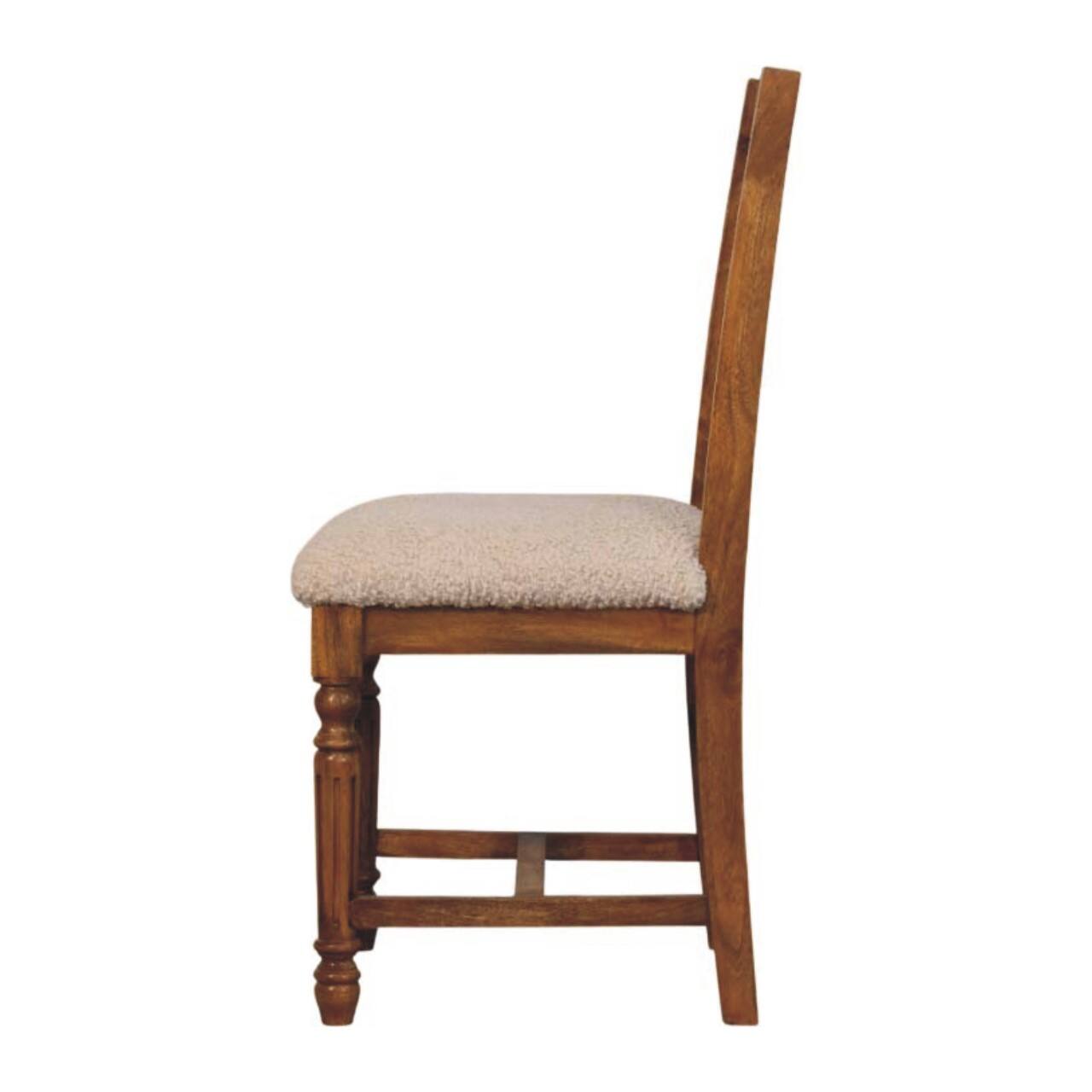 Alt View 4. Artisan Furniture - Writing Chair with Turned Legs, Upholstered, Brown - Brown and White.