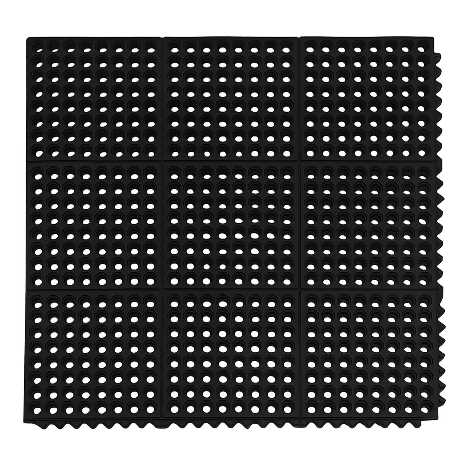Winado - Interlocking Rubber Floor Mat Tiles - 36"x36" Non-Slip, Drainage Holes for Home - Black
