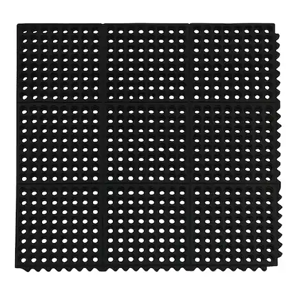 Front. Winado - 36"x36" Anti-Fatigue Standing Mat Interlocking Rubber Floor Mat with Non-Slip, Drainage Holes for Restaurant Home Garage - Black.