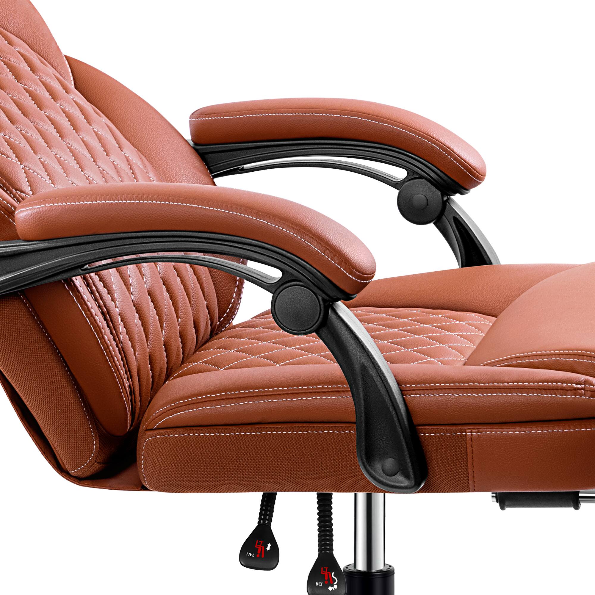 Alt View 2. KERDOM - High Back Executive Office Chair with Footrest, PU Leather Chair with Lumbar Support, Tilt Home Office Desk Chair - Brown.