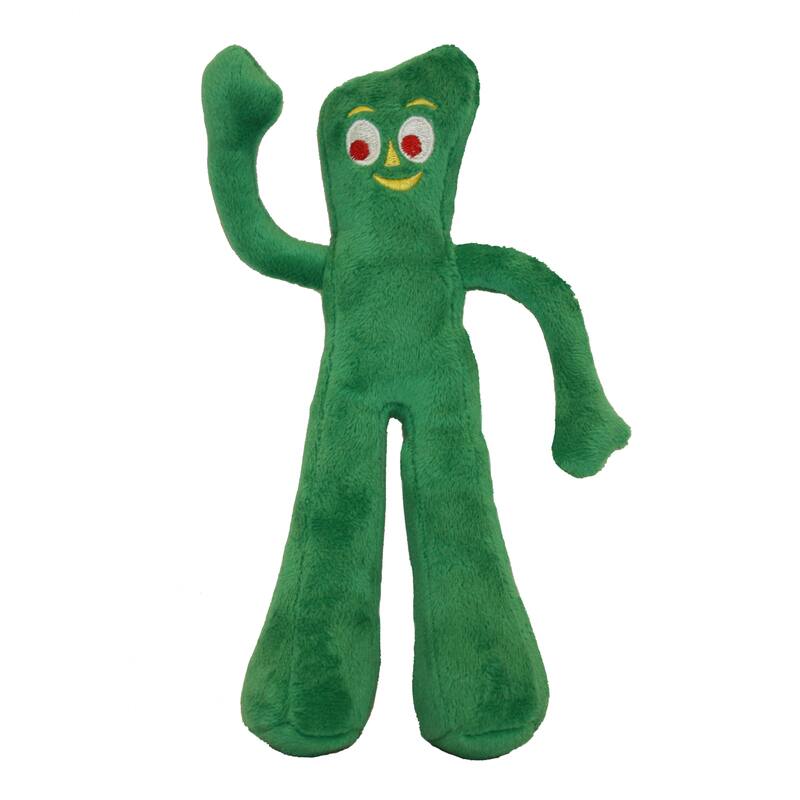Front. MULTIPET - Multipet Gumby Green Plush Dog Toy Medium 1 pk - Multicolored.