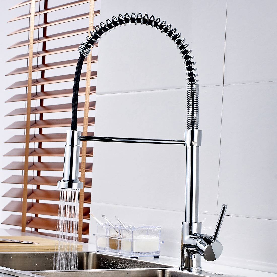 Alt View 10. Boyel Living - Silver Style Single Handle Pull Down Sprayer Kitchen Faucet - Chrome.