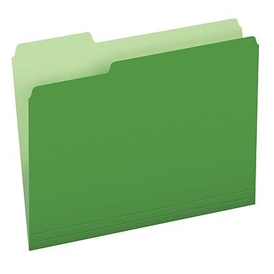 Front. Pendaflex - Pendaflex Recycled File Folder, 1/3-Cut Tab, Assorted, Letter Size, Bright Green, 100/Box (4210 1/3 BGR) - Bright Green.