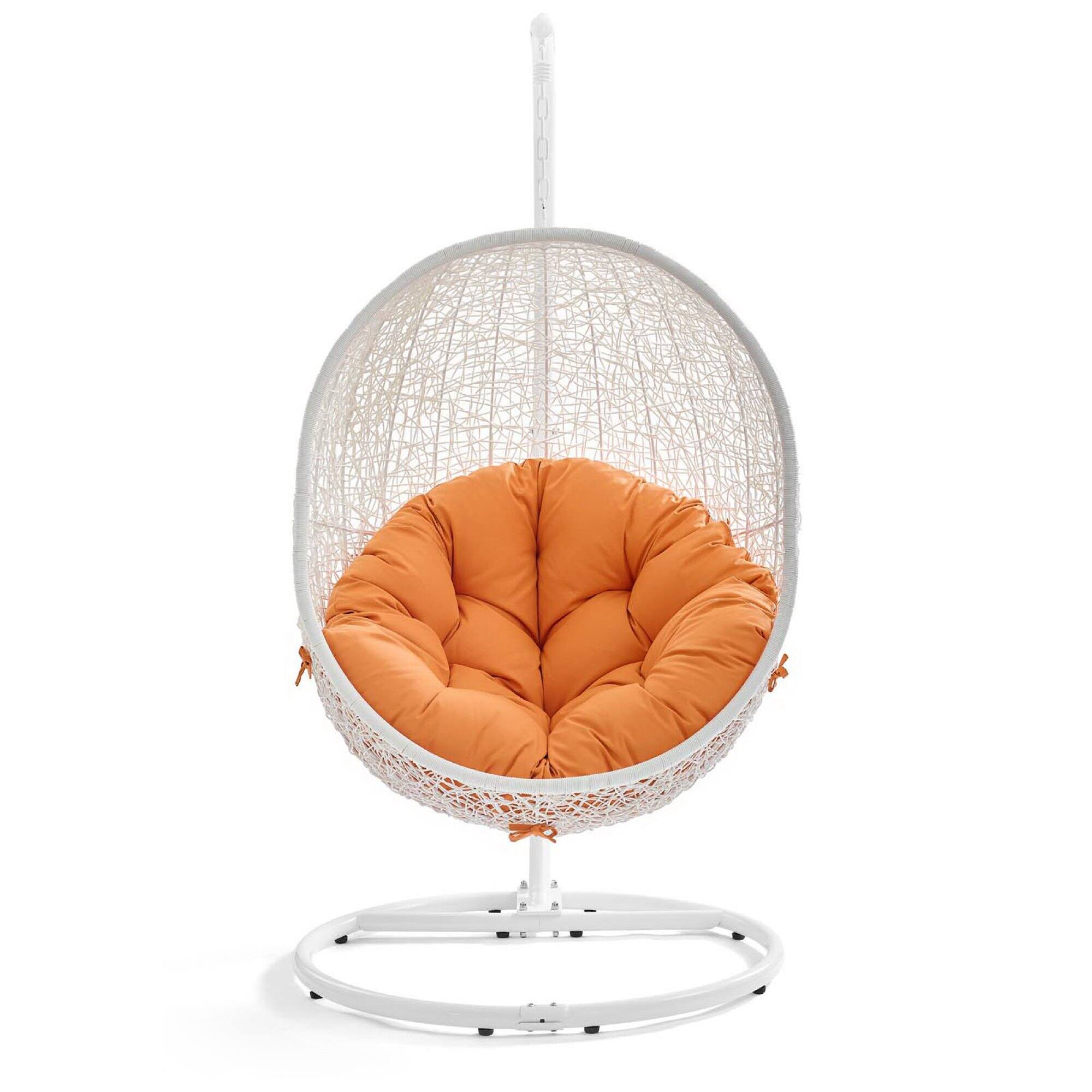 Back. Modway - Hide Outdoor Patio Swing Chair With Stand by Modway - White Orange.