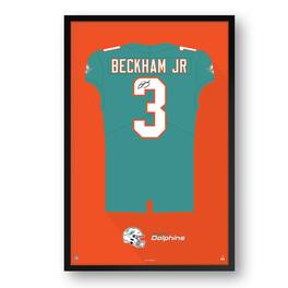 Sporticulture - Odell Beckham Jr. Miami Dolphins Framed 27" x 39" Jersey Art Print - Multicolor