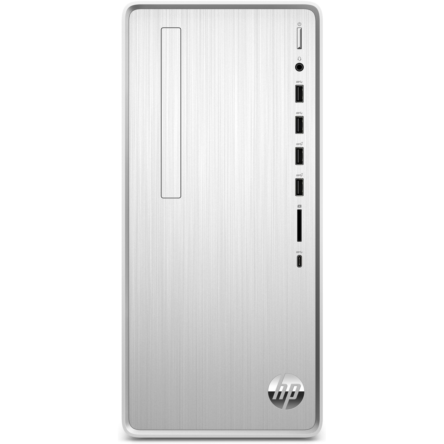 Front. HP - Pavilion Desktop - Intel Core i5-11400 - 8GB Memory - 512GB SSD - Natural Silver.
