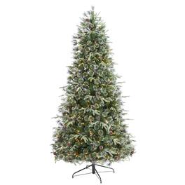 BreeBe - 7.5' Snow Tipped Clermont Xmas Tree w/600 LEDs & 1784 Tips - Green