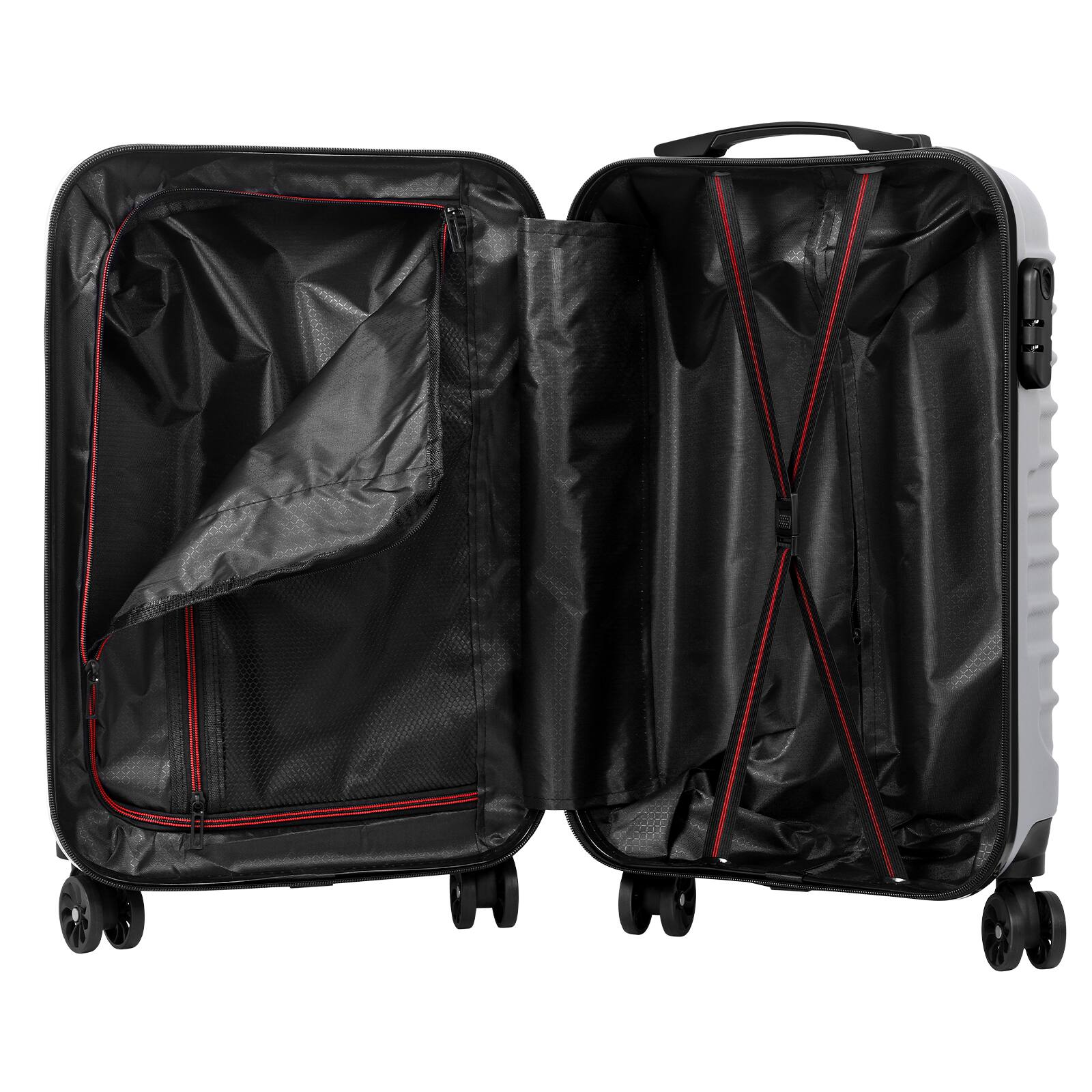 Back. Oumilen - 20 Inch Carry On Luggage – Lightweight ABS Suitcase, 4 Silent Spinner Wheels with Lock, Silver - Silver.