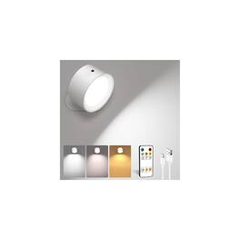 MAGICAL RUBS - Led Wall Mounted Lights Rechargeable Sconces Lamp 3 Color Temps & Remote And Touch 360°rotation Dimmable Cordless Lig - White 1 Pack