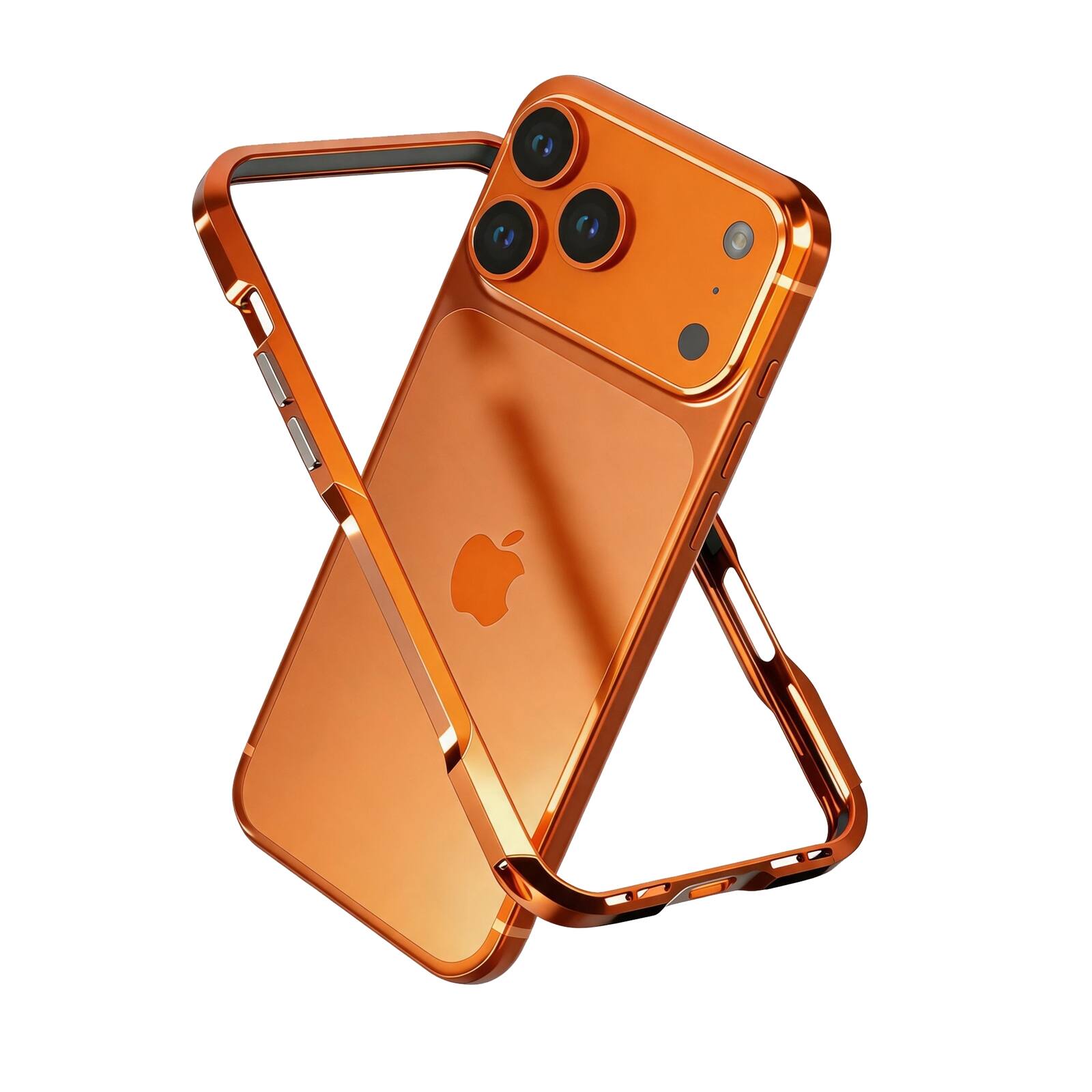 Front. UUCOVER - Metal Bumper Case for Apple iPhone 18 Pro Shockproof Aluminum Alloy Bumper Frame - Orange.