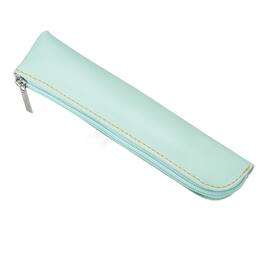 Unique Bargains - 1pc Mini Leather Pen Pouch, Small Zippered Pencil Case, Stationery & Makeup Organizer for Adults - Light Blue