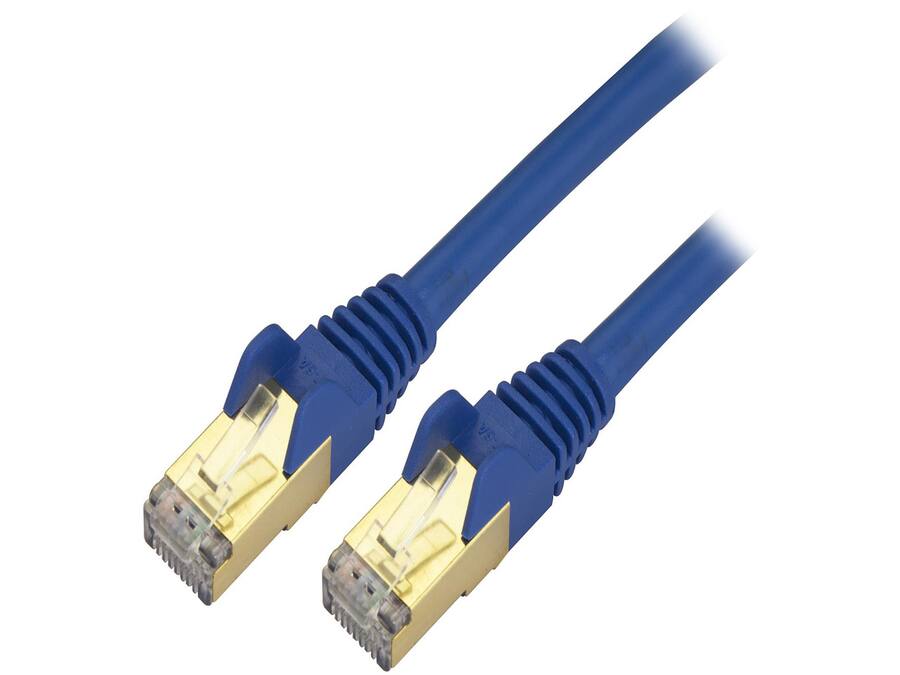 Network Connector Rj45 Brand Startech Cat6a Shielded Patch Cable 12ft Blue Snagless RJ45 Ethernet ...