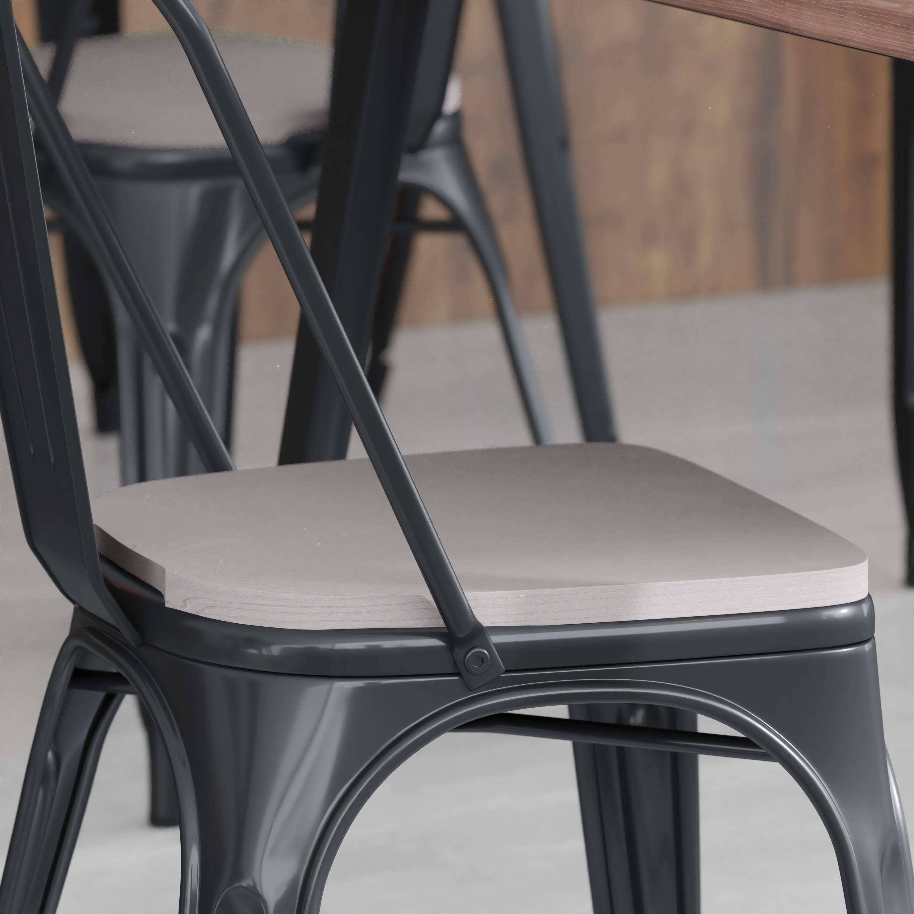 Alt View 2. Emma + Oliver - Carew All-Weather Durable Polyresin Seat for Colorful Metal Dining Chairs, Counter Stools and Bar Stools - Gray.