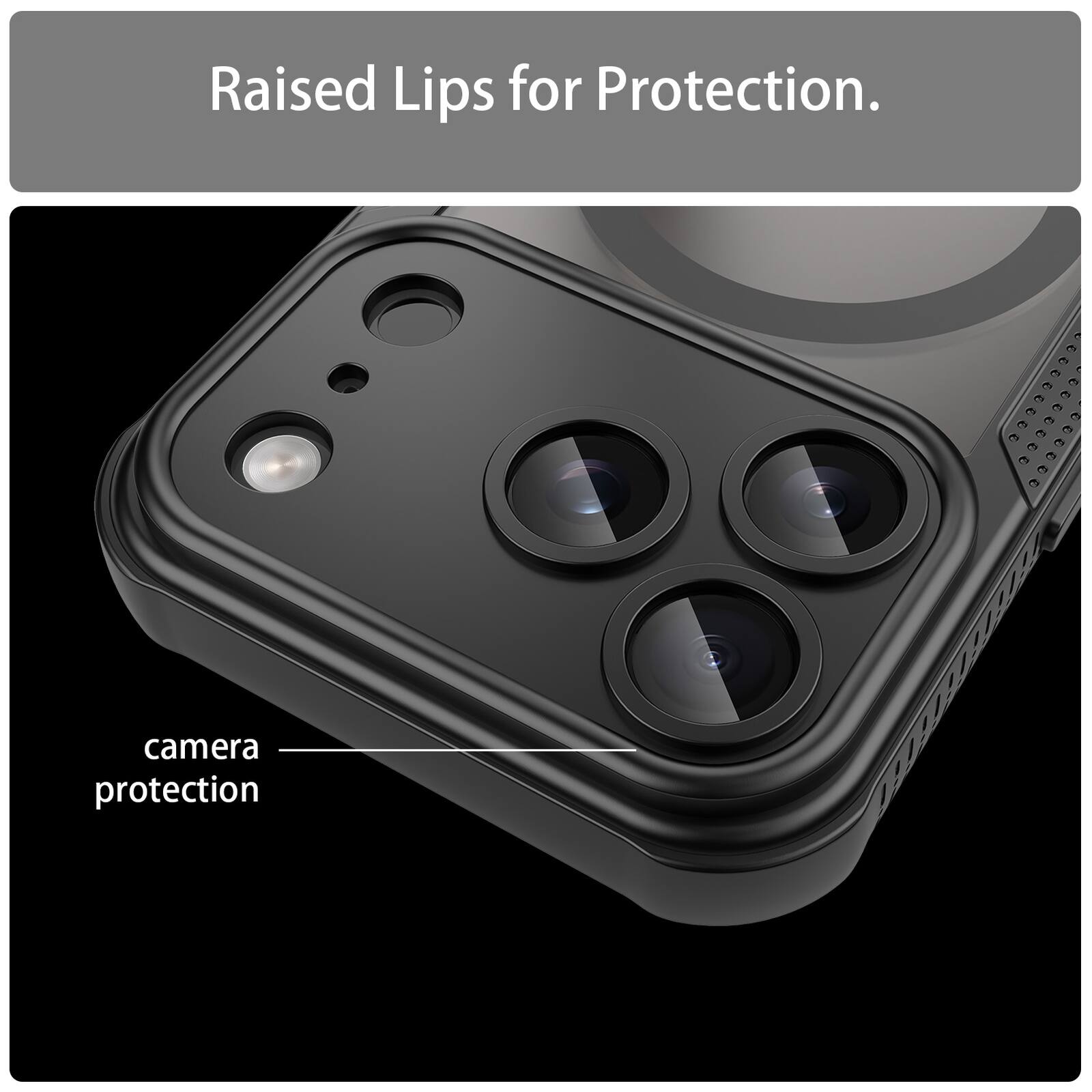 Raised Lips for Protection.  
camera protection