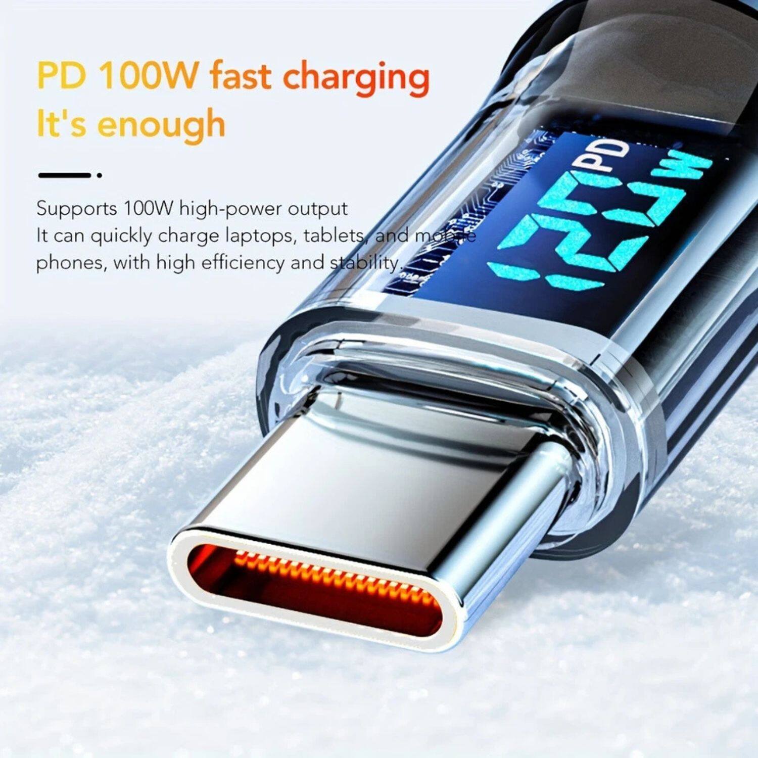 PD 100W fast charging  
It's enough  

Supports 100W high-power output  
It can quickly charge laptops, tablets and mobile phones, with high efficiency and stability.