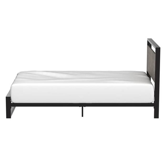 Angle. Hivvago - Hivvago Twin Modern Farmhouse Platform Bed Frame with Wood Panel Headboard Footboard - Black.