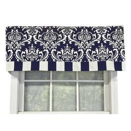 RLF Home - 70% Polyester 30% Cotton Ozbourne Style Banded 3" Rod Pocket Valance 50" x 16" - Navy