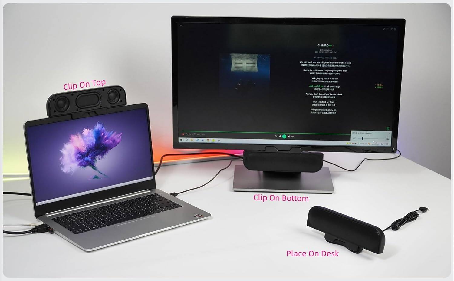 CHIHIRO - ou - d m an pou . ttare  
Thape i -a sm open - te door Clip On Top  
Wringing my . RANTO i a And - dat -oe F your OTI tp - Bock My M t O .  
Whinging m . tp R TE a a N 16 Id Clip On Bottom  
Place On Desk