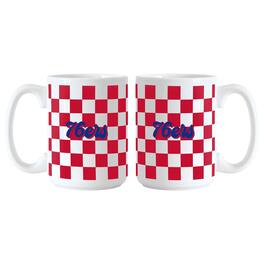 Logo Brands - Philadelphia 76ers 2-Pack 15oz. Checkered Wordmark Mug Set - Multicolor