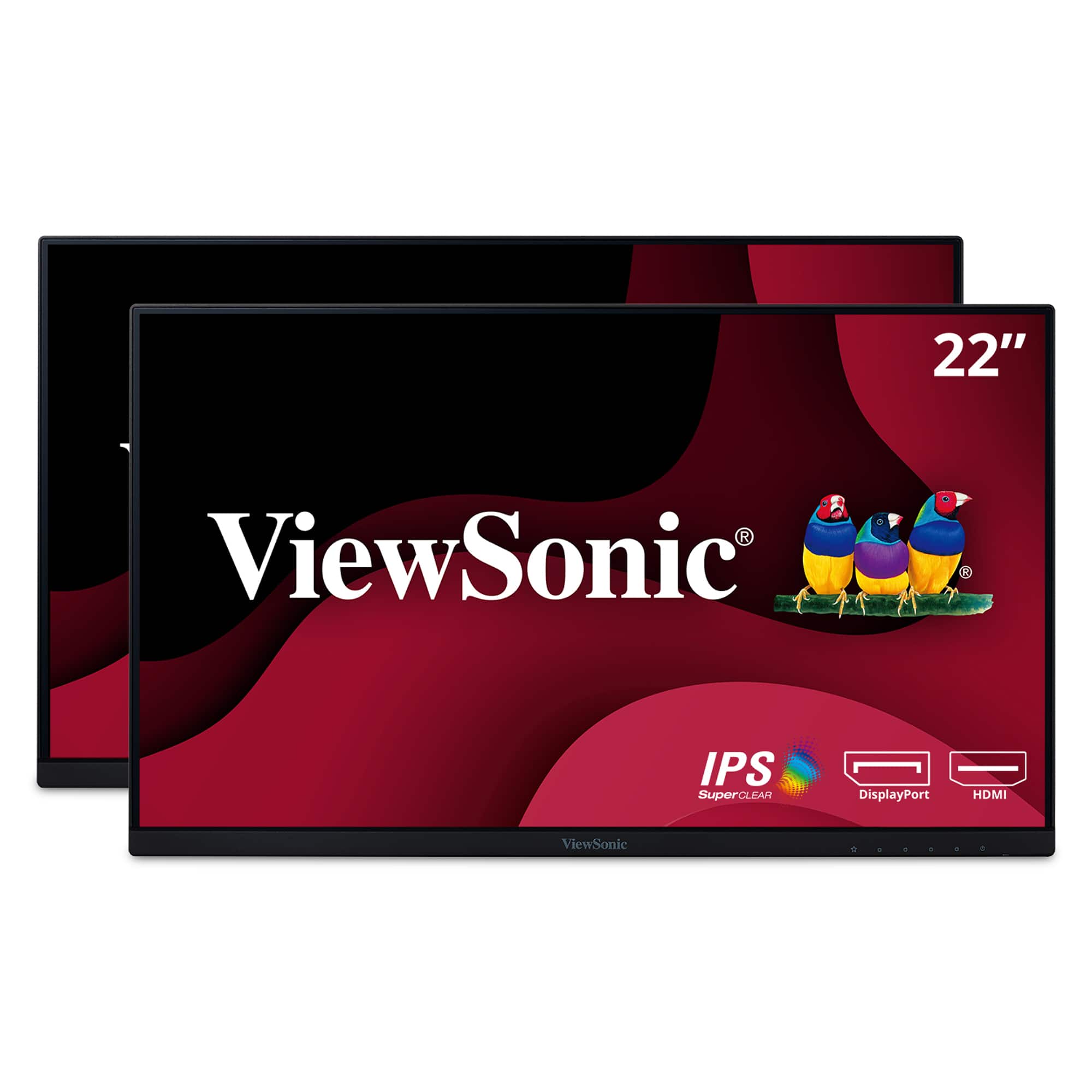 ViewSonic - VA2256-MHD_H2 Dual Pack Head-Only 1080p IPS Monitors with HDMI DisplayPort and VGA for Home and Office - Black