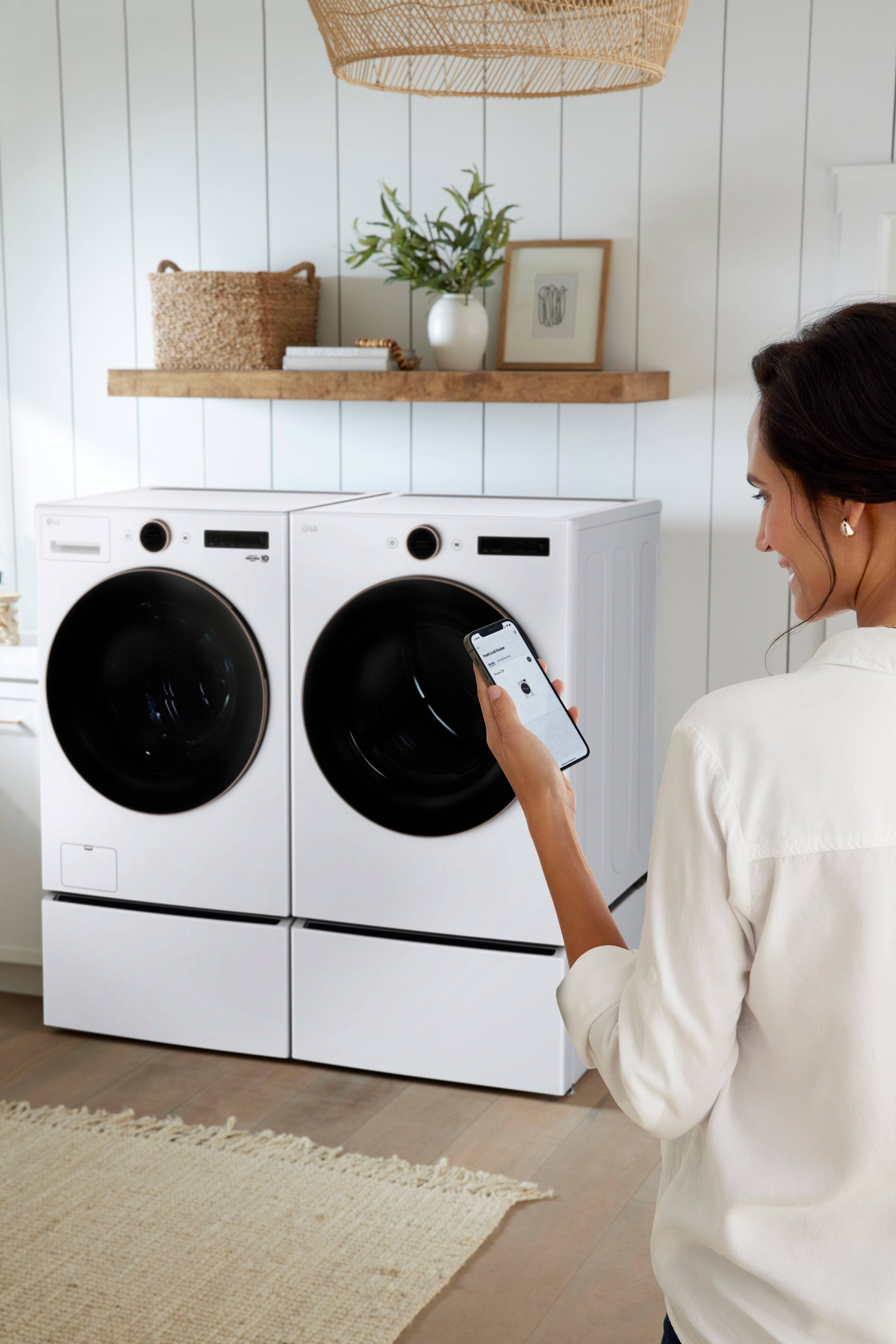 Alt View 32. LG - 7.4 Cu. Ft. Stackable Smart Electric Dryer with Steam and Sensor Dry - White.