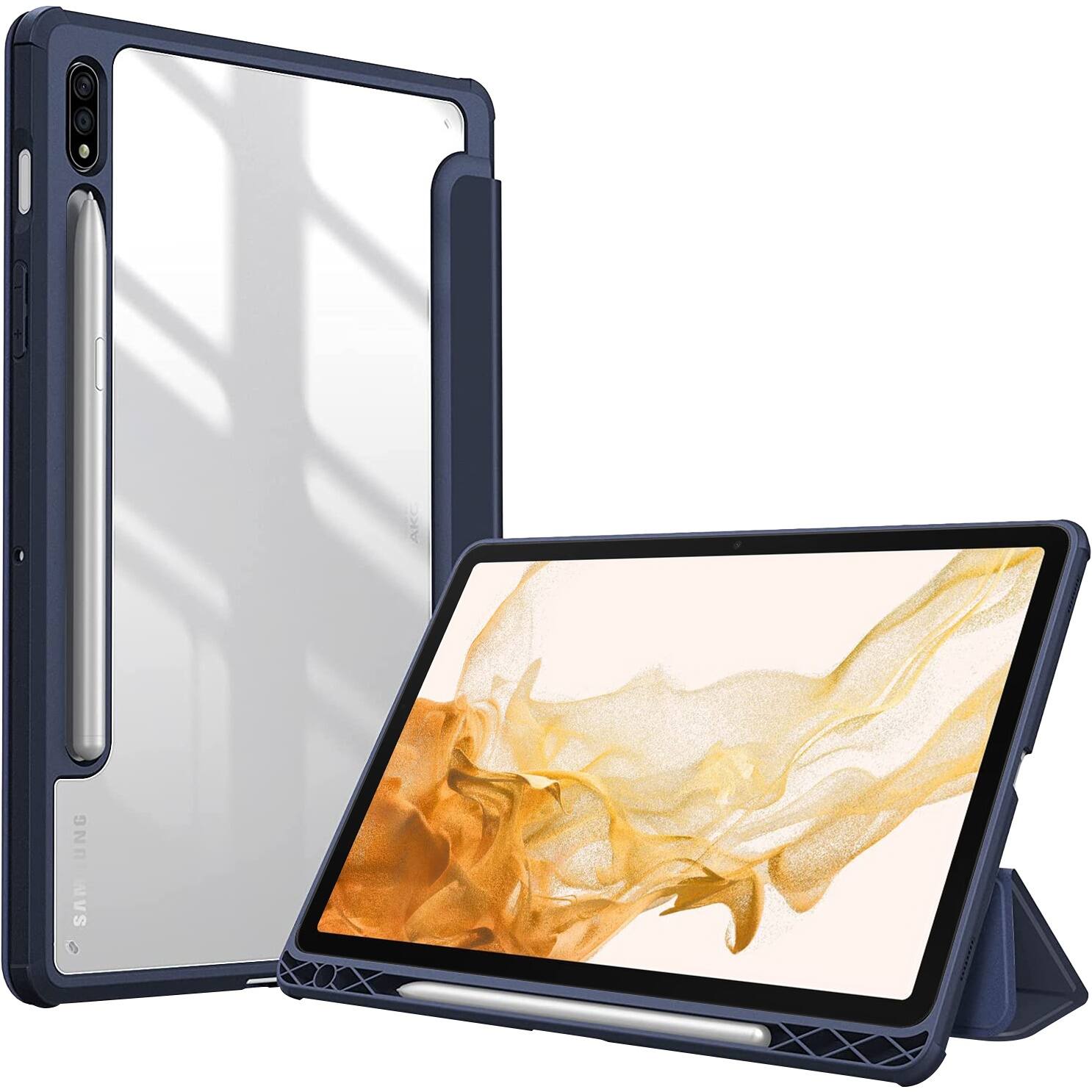 Alt View 16. SaharaCase - Folio Case for Samsung Galaxy Tab S8 - Clear/Navy Blue.