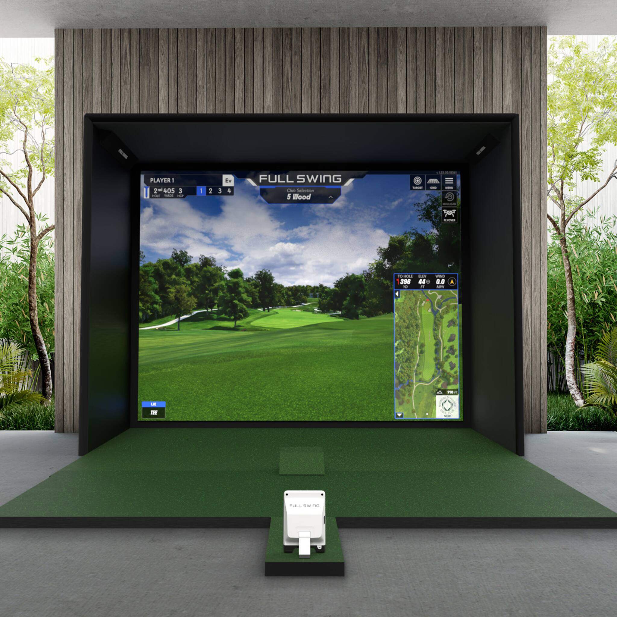 PLAYER 1  
2*405 1 2 3 4  
Ev  
FULL SWING  
5 Wood  

Club-Select  

396 44 0.0  

FULL SWING