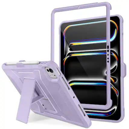 Front. DTTO - iPad Pro 11 inch Case for M5/M4 (2025/2024) , with Built-in Screen Protector & Kickstand, Shockproof Cover - Purple.