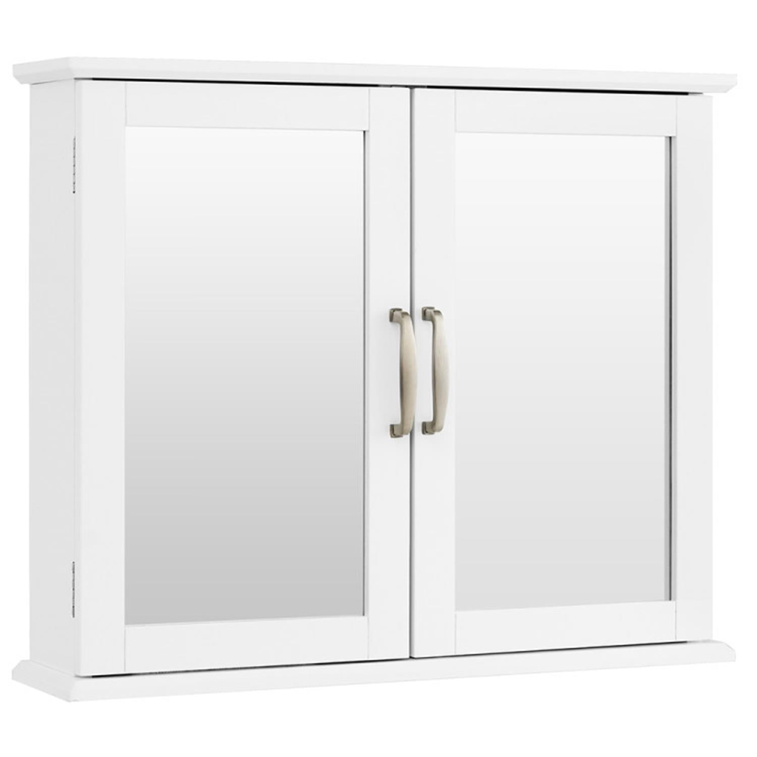 Angle. Pefilos - 2-Tier Bathroom Wall Cabinet, Over The Toilet Space Saver Storage Cabinet, Medicine Cabinet with 2 Mirror and Shelves - White.