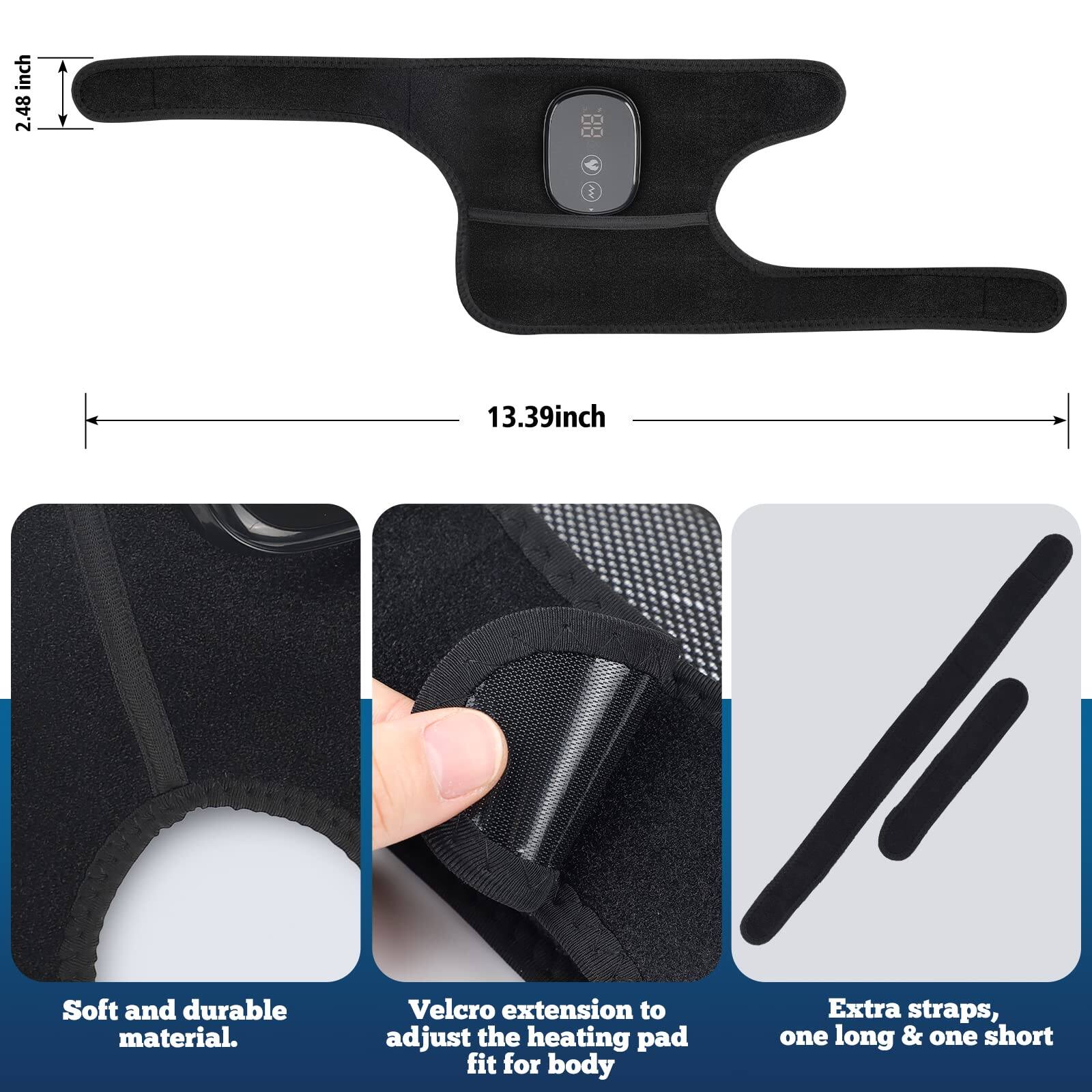 - 2.48 inch
- 13.39 inch
- Soft and durable material.
- Velcro extension to adjust the heating pad fit for body
- Extra straps, one long & one short
