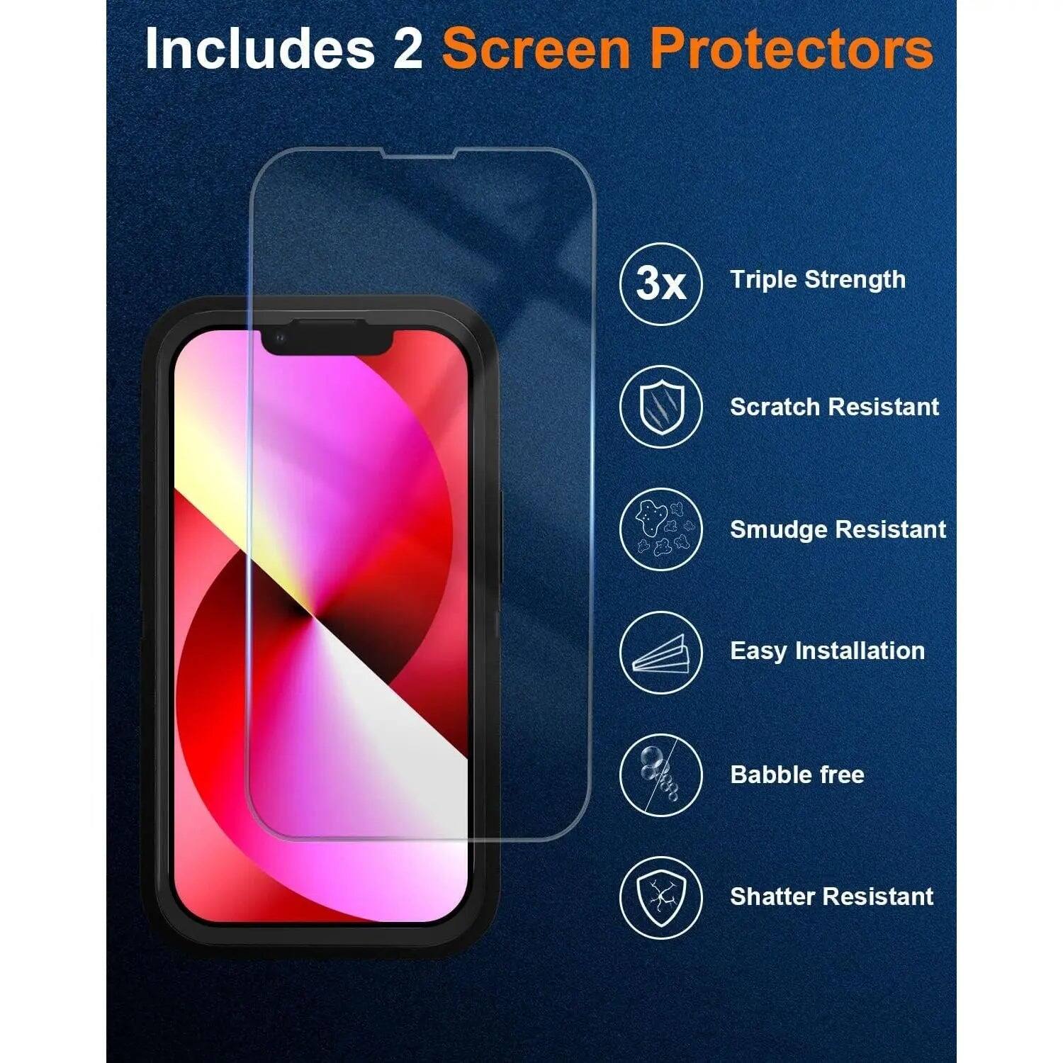 Includes 2 Screen Protectors

3x Triple Strength
Scratch Resistant
Smudge Resistant
Easy Installation
Bubble free
Shatter Resistant