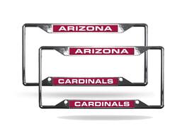 Rico Industries - Arizona Football Cardinals (Set of 2) All Corner EZ View Chrome Metal Laser Cut License Plate Frames - Multi