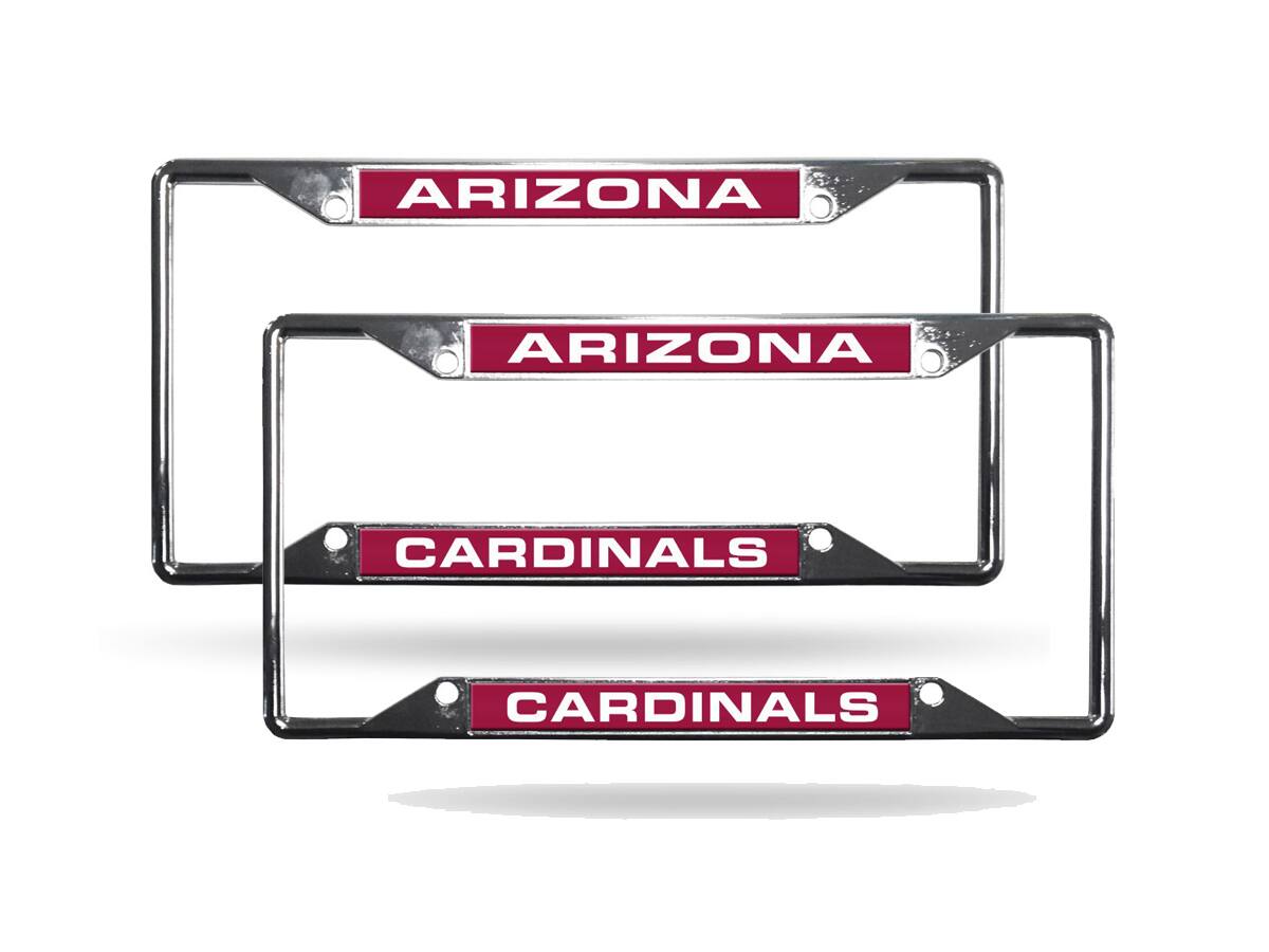 Arizona Football Cardinals (Set of 2) All Corner EZ View Chrome Metal Laser Cut License Plate Frames