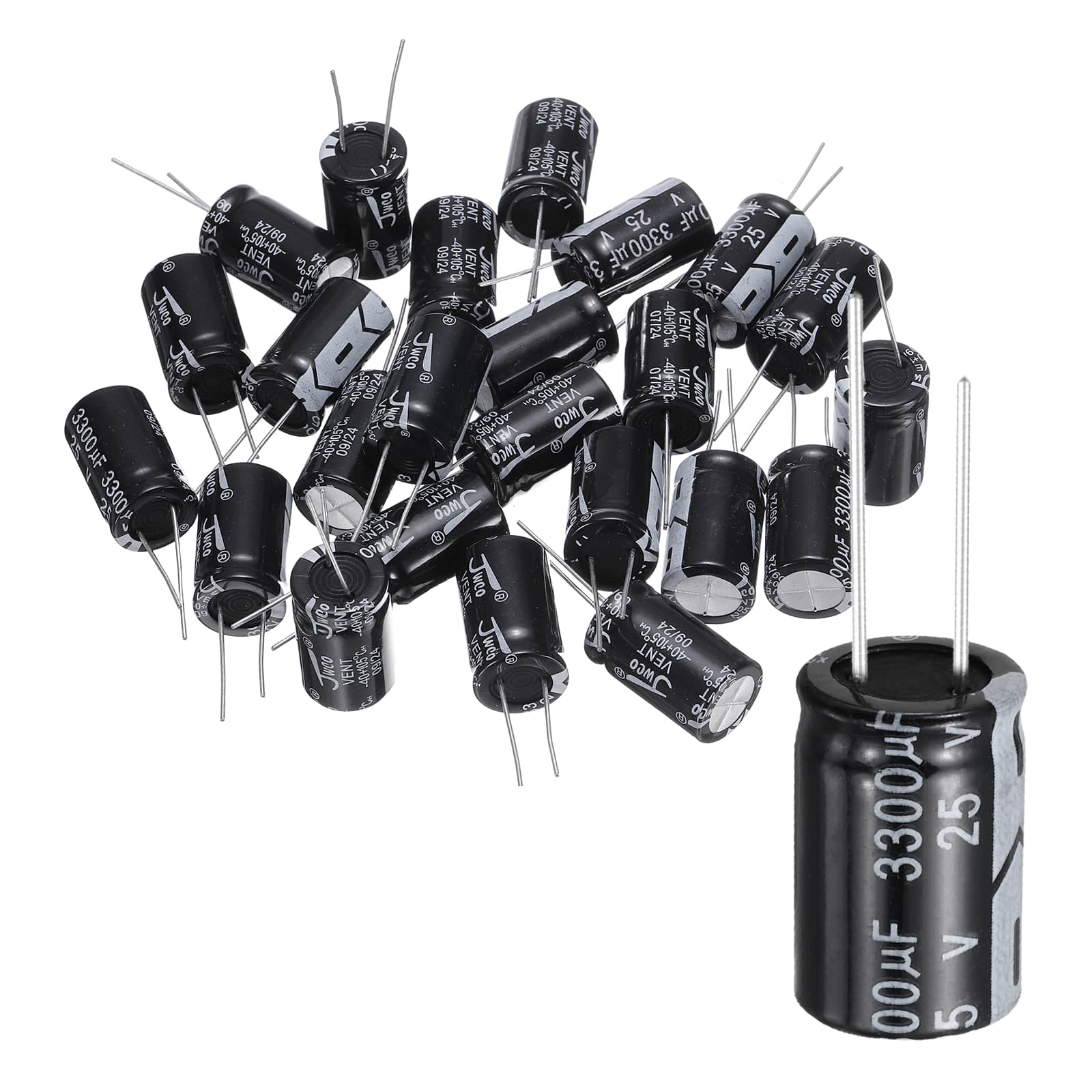 Unique Bargains - 3300uF 25V 16x25mm Electrolytic Capacitor, 105C High Temp Radial Leads, for TVs/LCDs/VCD, 30pcs - Black price history on PriceWatchPro