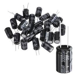 Unique Bargains - 3300uF 25V 16x25mm Electrolytic Capacitor, 105C High Temp Radial Leads, for TVs/LCDs/VCD, 30pcs - Black