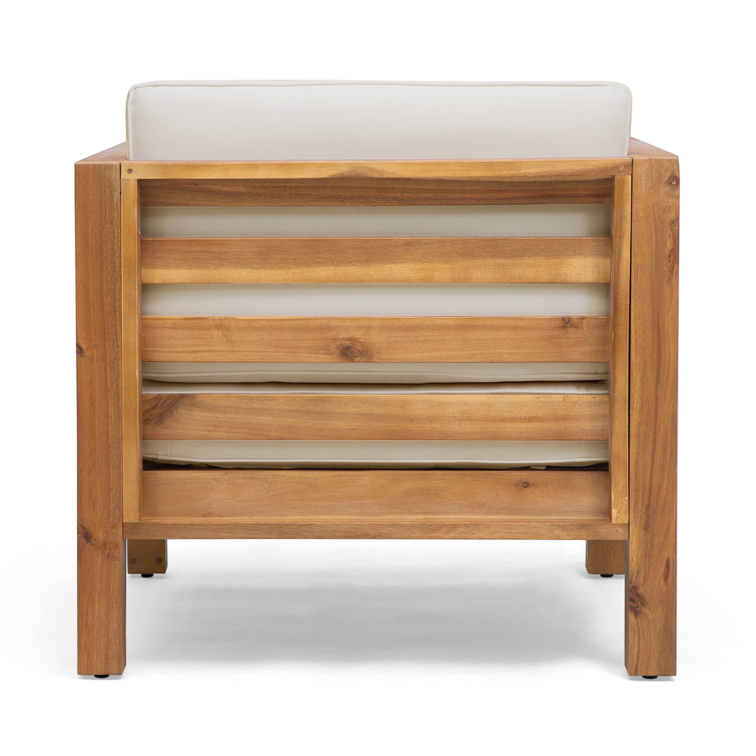 Alt View 2. Mondawe - Acacia Wood Club Chair with Waterproof Cushions - Beige.