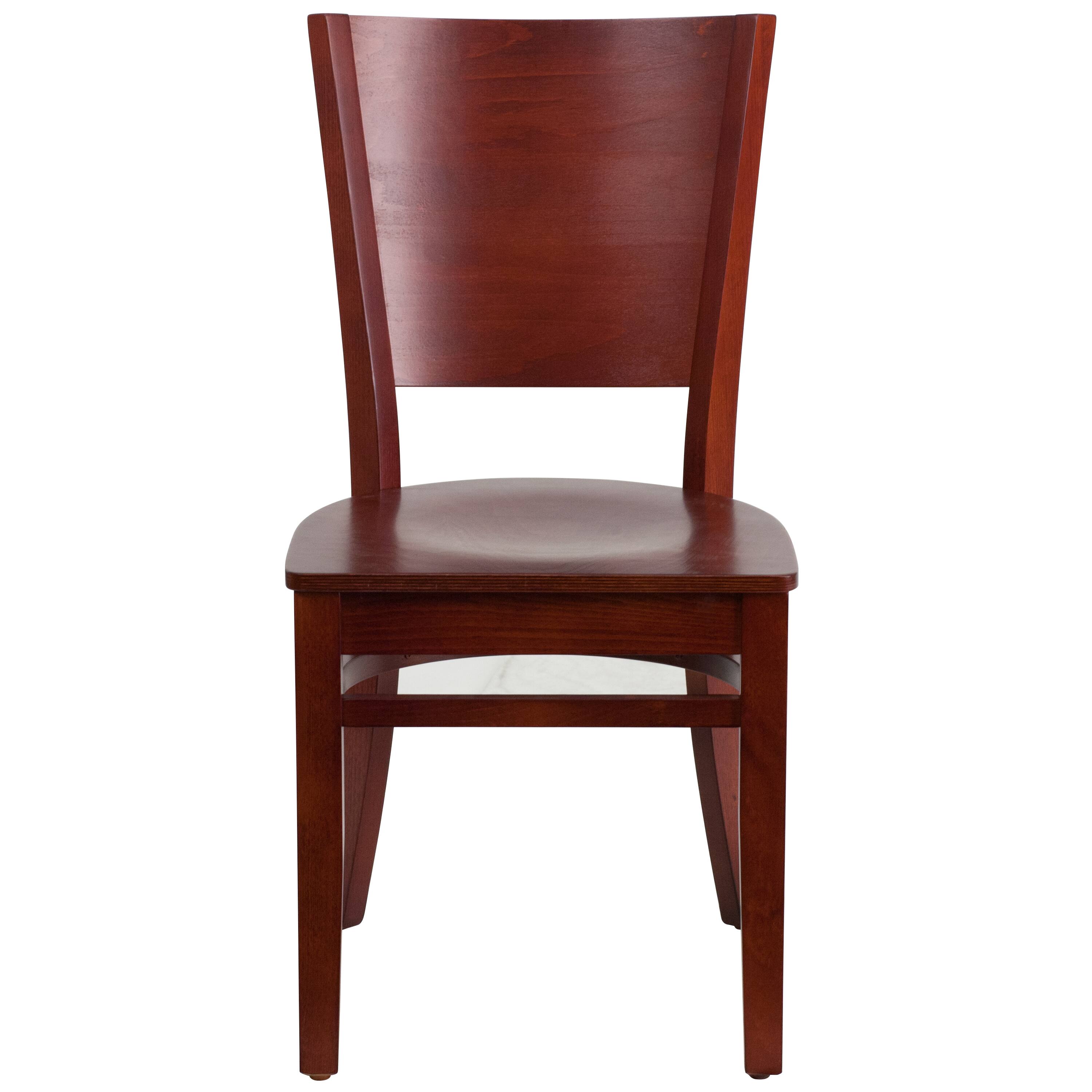 Alt View 5. Emma + Oliver - Solid Back Wooden Restaurant Dining Chair - Mahogany Wood Seat/Mahogany Wood Frame.