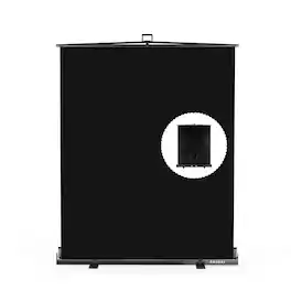 RAUBAY - 5′x 6.9′ Collapsible Screen Backdrop Portable Retractable Panel Photo Background with Stand - Black