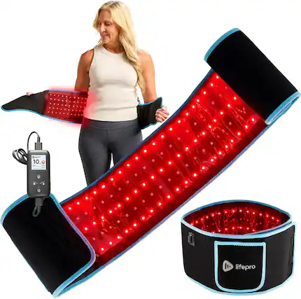 Front. LifePro - LifePro Red Light Therapy Belt with 660nm and 850nm Infrared for Body Pain Relief and Wellness - Black.