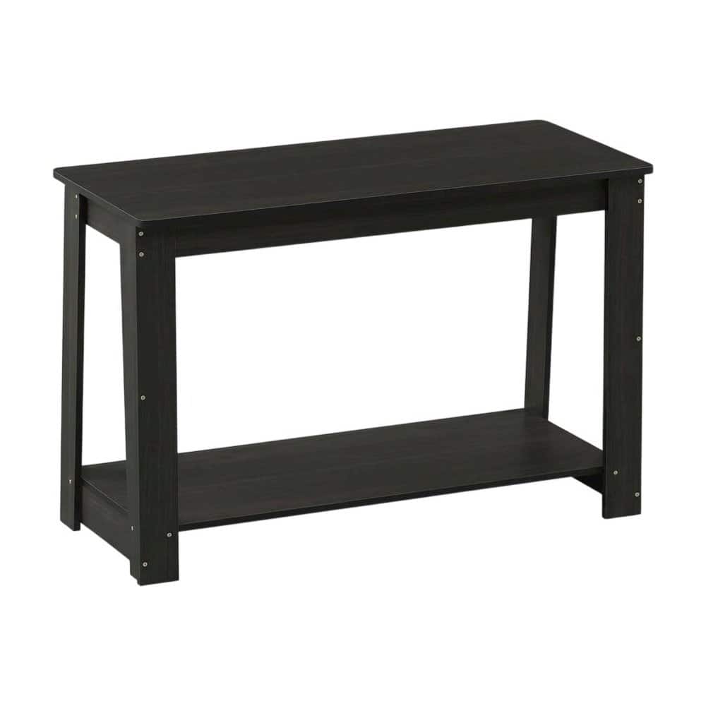 FurniFact - Wooden espresso TV stand with modern design for living room storage - Black