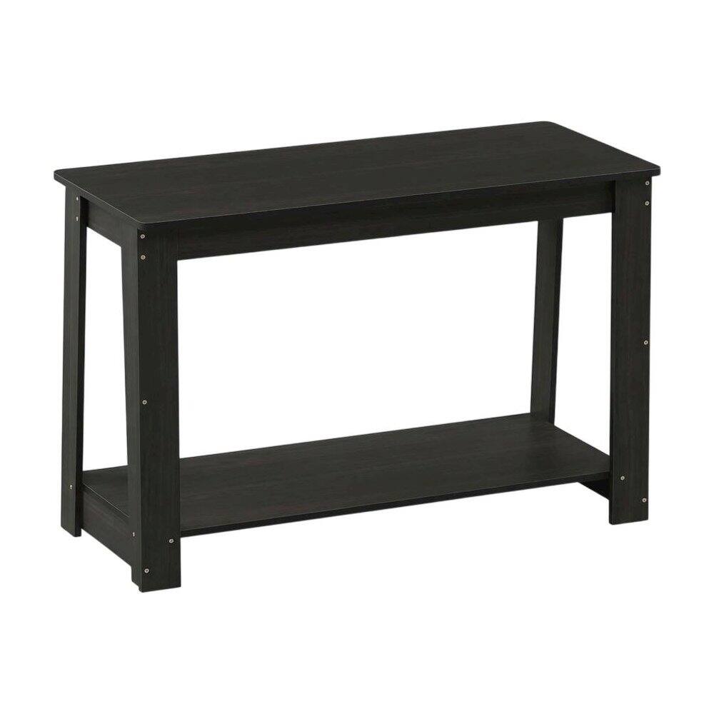 Front. FurniFact - Wooden espresso TV stand with modern design for living room storage - Black.