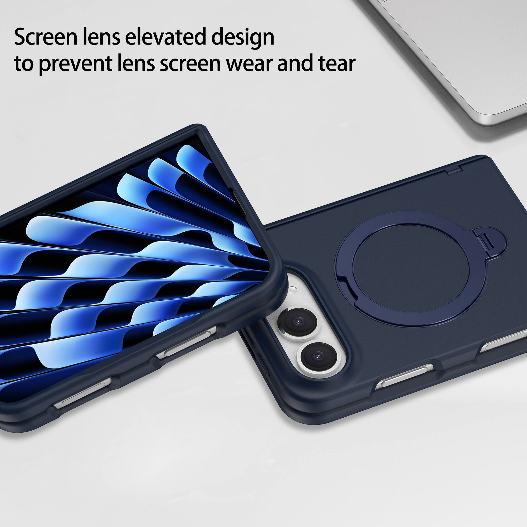 Screen lens elevated design to prevent lens screen wear and tear