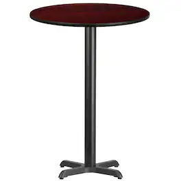 Emma + Oliver - 30" Round Laminate Table Top with 22"x22" Bar Height Table Base - Mahogany