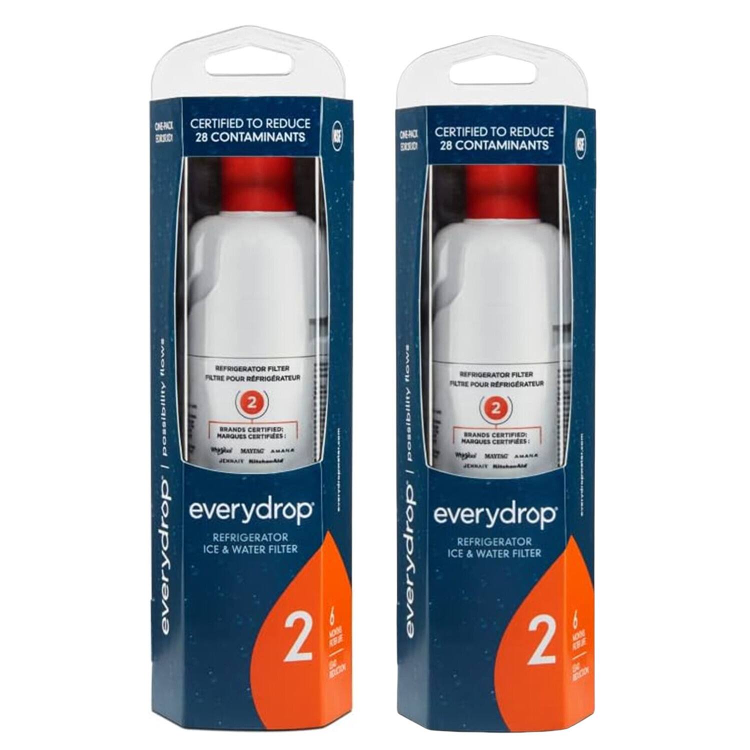 CERTIFIED TO REDUCE 28 CONTAMINANTS
REFRIGERATOR FILTER
FILTRE POUR RÉFRIGÉRATEUR
2
BRANDS CERTIFIED:
MARQUES CERTIFIÉES:
MAYTAG, AMANA, JENNAIR, MISHIMARU
everydrop
REFRIGERATOR ICE & WATER FILTER
2
6 MONTHS
everydrop
REFRIGERATOR ICE & WATER FILTER
2
6 MONTHS