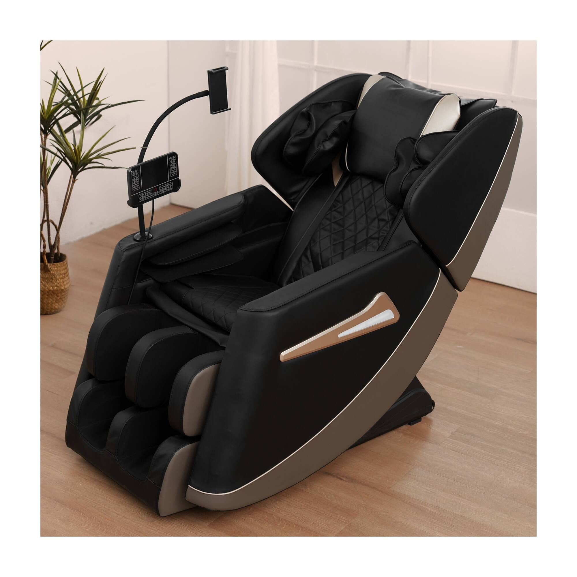 Front. Boyel Living - Full Body Zero Gravity Massage Chair with 6-Roller Massage Heat Air Compression Foot Rollers Bluetooth - Black.